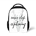 Produktbild Kids School Backpack Antler Decor,Never Stop Exploring Concept Ink Letters Calligraphy Ornate Deer,Black Light Blue Silver Plain Bookbag Travel Daypack