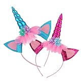 【TAMAÑO PARA TODOS】Estas lindas diademas para niñas tienen un tamaño de 10 "x 7" x 1.5 ". La diadema de unicornio es suave y liviana, adecuada para bebés, niños e incluso adultos.