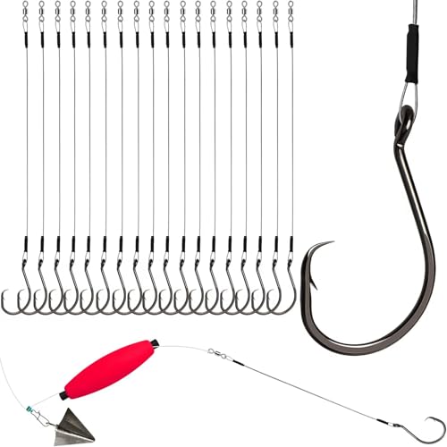 Dovesun 20PCS Circle Hooks Fishing Pre-Rigged Catfish Rig for Saltwater Freshwater Catfish Hooks with Wire Leader 4/0