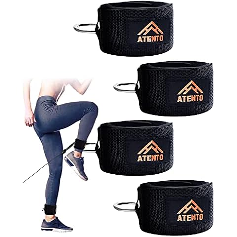 ATENTO 2 Pairs Ankle Strap for Cable Machine, Comfortable Padded Ankle Wrist Cuffs for Kickbacks, Glutes Workout & Lower Body Exercises, Adjustable & Breathable Ankle Straps for Women & Men (Black) Cover