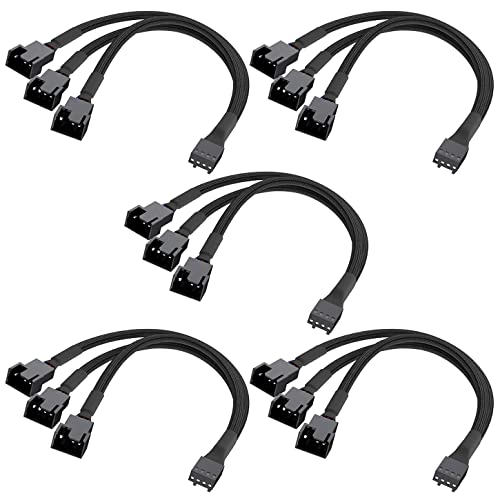 GTIWUNG 5 Pièces Câble Répartiteur de Ventilateur PWM, Câble Adaptateur 4 Broches, Câble Séparateur de Ventilateur, Fan Splitter Câble Convertisseur 1...