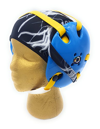 Wrestling Hair Cap - Under The Headgear 4 Strap Style - Black Lightning