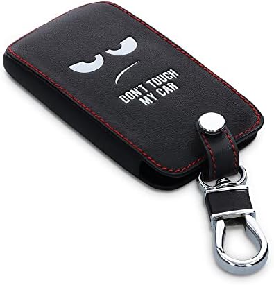 kwmobile Etui na kluczyki samochodowe kompatybilne z Renault z 4 przyciskami Smartkey kluczyk samochodowy (tylko Keyless Go) - etui ochronne ze sztucznej skóry, etui na klucze, Don't Touch My Car biało-czarne