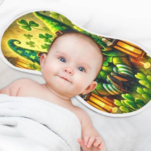 Gnomes St Patricks Leaf Baby Burp Cloths Absorbent Muslin Soft Burp Cloth Rags Cotton Burp Clothes for Unisex Boy Newborn Girl 1 Pack 22x11 Inches4