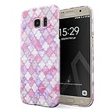 BURGA Phone Case Compatible with Samsung Galaxy S7 Edge - Charming Esmeralda Light Pink Moroccan Tiles Pattern Marble Mosaic Cute Case for Women Thin Design Durable Hard Plastic Protective Case