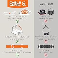 [Hergestellt im UK] 10-Stück verstellbare Selbstklebende Elastische Kabelhalter, Kabelmanagement Organizer für Büro, Zuhause, unter Schreibtisch, hinter TV, HDMI, Laptop/PC/Handy ladekabel (Weiß) – Ansicht 4