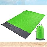 Lightweight Sand Free Beach Mat, Portable Anti-sand Beach Blanket, Folding Pocket Picnic Mat, Quick Drying Waterproof Compact Sand Proof Mat for Camping Picnic Hiking Beach (Green)