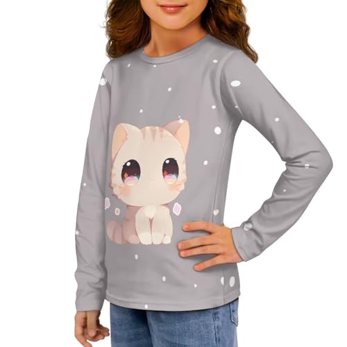 Image of Girls Long Sleeve T Shirt Cute Cartoon Crewneck Shirt for Kids 3-16Y Fall Winter Clothes