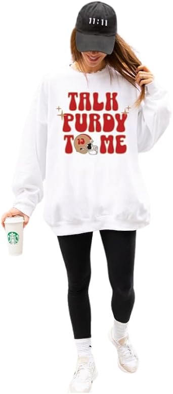 Talk Purdy to Me Sweatshirt, Football Crewneck, Retro Fan Gift Shirt, Football Tee Multicolor