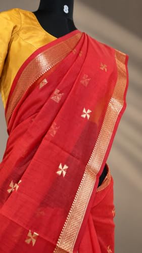 DRIDH TEXTILES red maheshwari cotton silk saree – image 4