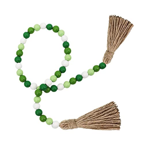 MAGICLULU 1 Pc Cuentas De Madera Lino Velas De Té Servilleteros De Mimbre Pararse Arce Junta Mesa Kiosko Titulares Neón Pancarta De Borla Guirnalda De Cuentas del Día De San Patricio Green