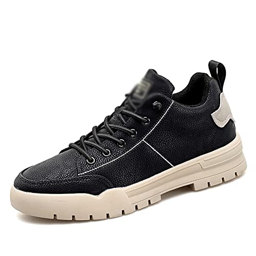 CHDWEY Zapatos Oxford para Hombre Zapatos de Deportes Casuales Zapatillas de Deporte Zapatos de Hombre Caliente Zapatos de Fondo Grueso Impermeable Oxford Pisos Negros(Schwarz,7.5-US)