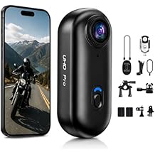 dahocamgo 4K Mini Body Camera, 64G Sports POV Cameras, Portable Body Cam, Thumb Action Camera, Waterproof Wearable Camera, Helmet Mounted Hands Free Recording for Cycling, Motorcycle, Vlogging