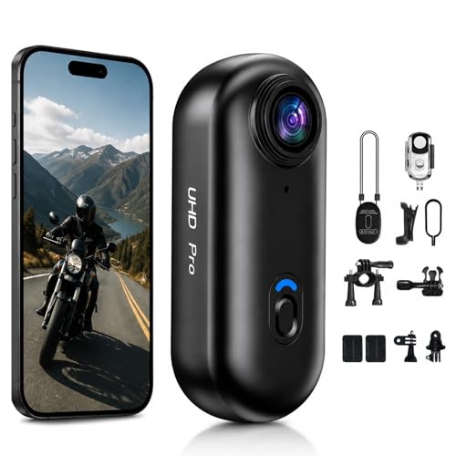 Image of dahocamgo 4K Mini Body Camera, Sports POV Cameras, Portable Body Cam, Thumb Action Camera, Waterproof Wearable Camera, Helmet Mounted Hands Free Recording for Cycling, Motorcycle, Vlogging (Black)