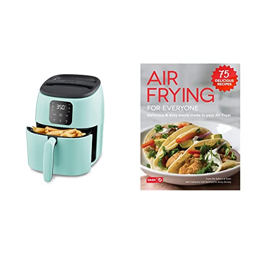 DASH Tasti-Crisp™ Digital Air Fryer, 2.6 Quart - Aqua & DCB001AF Air Fryer Recipe Book for Healthier + Delicious Meals, Snacks & Desserts, Over 70+ Easy to Follow Guides, multicolor #1