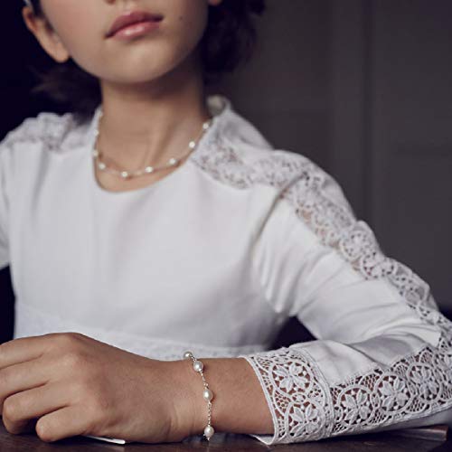 Molly B London Sterling Silver & Pearl Bracelet. Adjustable, Dainty Jewelry Bracelets For Girls, June Birthstone. Perfect First Communion Gifts For Girls, Baptism Gifts, Birthday Gift, Sweet 16 #TOP3