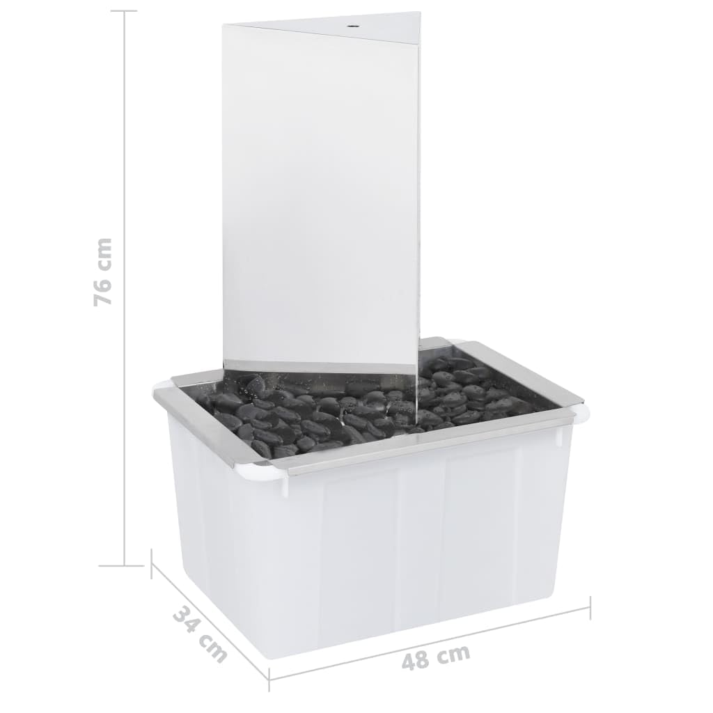 Fontana da giardino con pompa in acciaio inox, 76 cm, triangolare, gioco d'acqua, cascata, fontana decorativa per giardino, terrazza, balcone, esterno, in acciaio inox 304, 1500 l/h