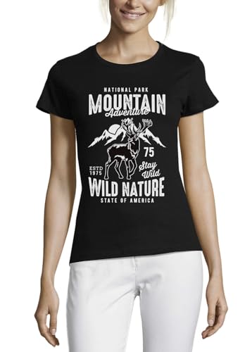 T-shirt chasse femme noir doux anti-irritation en pur coton col rond