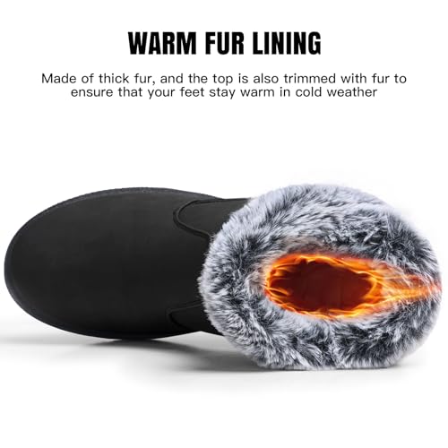 SHIBEVER Winter Snow Boots for Women – Waterproof Black Ankle Boot with Warm Fur Lining angle 6