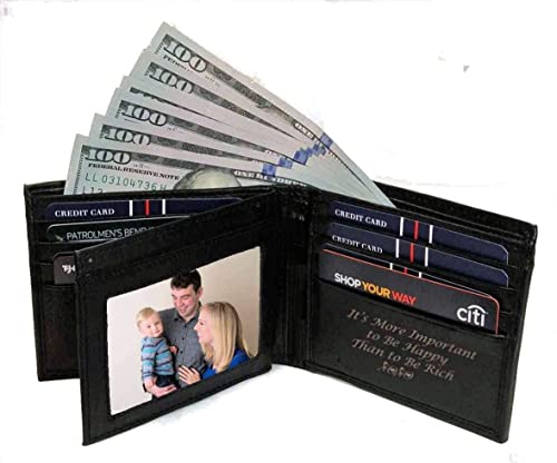 Personalized Deep Brown Leather Bi-fold Wallet Engraved Free - Ships from USA4