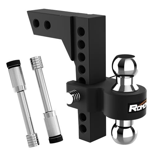 ROMON Adjustable Trailer Mount with 2" and 2-5/16" Ball, Fit 2 Inch Receiver, 8 Inch Drop/Rise Aluminum Hitch, 5000-12500 LBS, Heavy Duty Trailer Hitch for Truck, Black