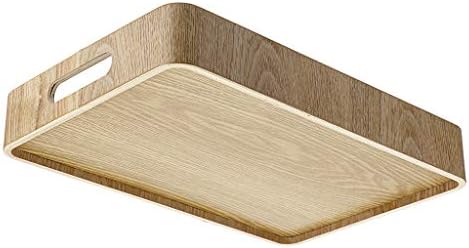 SUMTREE Wood Decorative Wooden Serving Tray Organizer Tray Breakfast Dinner Food Tray Bed Tray for Living Room Bathroom Kitchen Coffee Table Countertop (Rectangle,33*22CM)