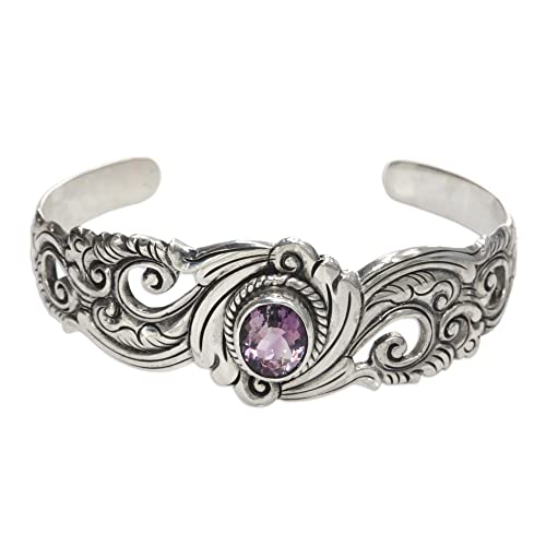 Novica Handmade Regal Ivy - 925 Sterling Silver Jewelry For Women, Charm Bracelets, Amethyst And Silver Cuff Bracelet, Mom Birthday Gifts, Gifts For Girlfriend, Friendship Bracelet, Handmade Bracelets #TOP2