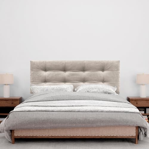 Miniatura 2 de Dhome Cabecero, Cabezales De Cama Acolchado Capitoné 8cm De Grosor. Cabezal Tapizado Acualine Tela Y Polipiel. Cabeceros De Cama Matrimonio E Individual Tela Beige, 135cm Camas 120 135 140