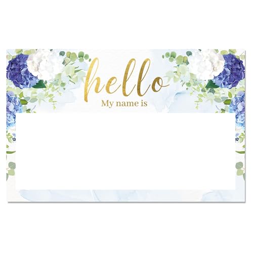 Mobiusea Creation Blue Hydrangeas Hello My Name is Stickers 100pcs