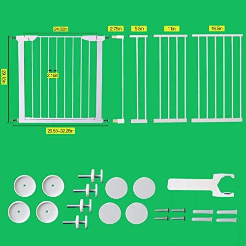 ALLAIBB 26 27 28 inch Baby Gate Wide Pressure Mounted White Walk Through Auto Close Tension Metal Child Pet Dog Safety Gates for Stairs,Doorways and Baniste with Extensions - 5