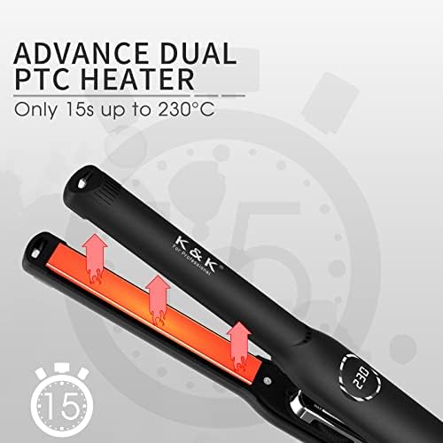 K&K Platinum+ Pencil Straighteners for Short Hair, Mini Ceramic Heater Short Hair Curler Slim Thin Fringe Flat Irons for Women, Hair Iron for Men, UK Plug
