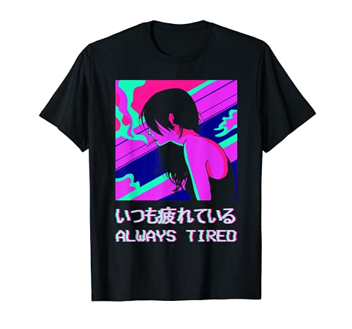Always Tired Soft Grunge Aesthetic Anime Girl Vaporwave Lofi Camiseta