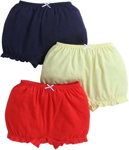 BUMZEE Girls Compact Cotton Solid Color Bloomers Pack of 3