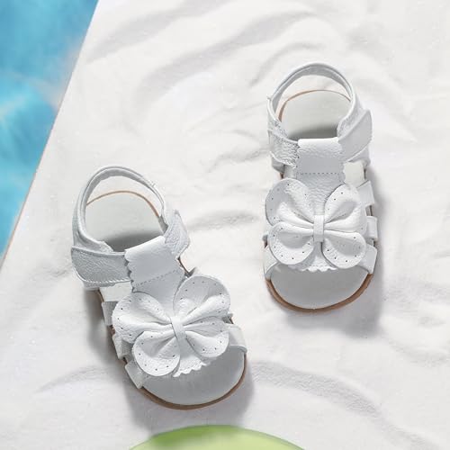 Image of Femizee Toddler Girls Leather Dress Sandals with Adjustable Strap | Toddler /Little Kids, Leather upper, Cushioned footbed, Hook-and-loop, Flexible Sole, Dressy summer occasions, Princess-style