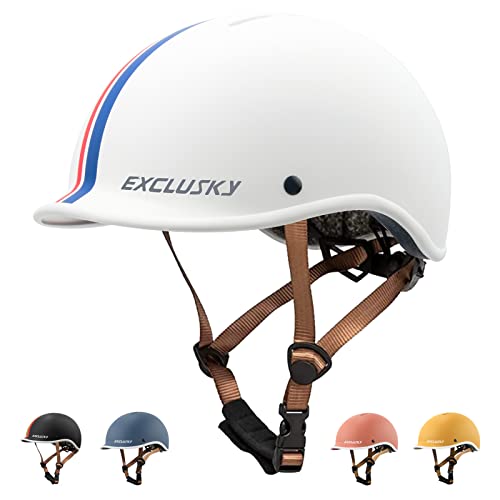 Exclusky Kinder-Fahrradhelm für Jungen und Mädchen, Alter 5-13 Jahre, Jugendliche, Kinder, Fahrradhelm, 51-57 cm, leicht, verstellbar, Multi-Sport-Helm für Radfahren, Skateboard, Roller (weiß) Cover