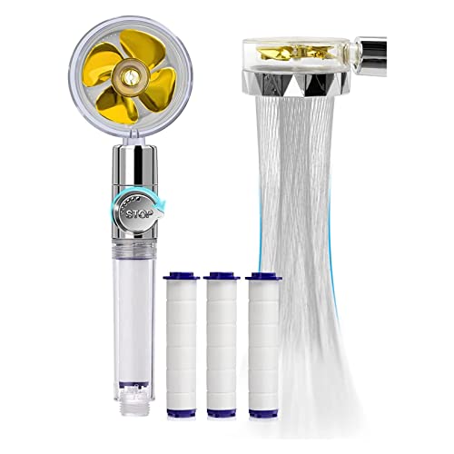 Duschkopf Handbrause 360° drehbarer Hochdruck-Duschkopf Wassersparender Duschkopf Druckerhöhender Duschkopf mit Duschfilter und Pausenschalter (Goldfarben) Cover