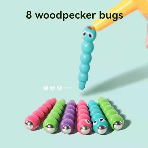 Image of Happy Hues Sorting & Stacking Toy- Skills Enhancement Motor Skill Toys for Toddlers /Kid -Magnetic- Capture The Worms Toys | Early Educational-Montessori Toy (Woodpecker)