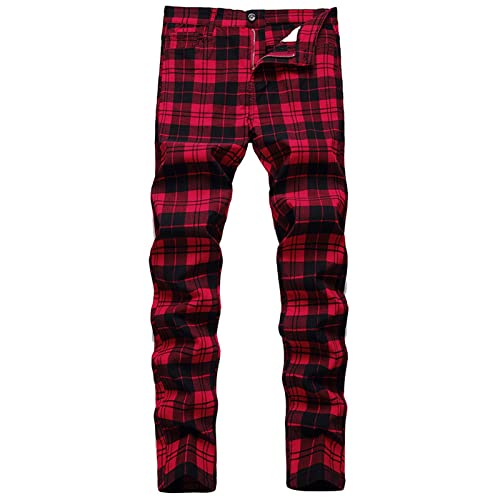 LZLER Herren Chino Hose – Stretch Slim Fit Kariert (Größen 28-42) Für Business & Freizeit