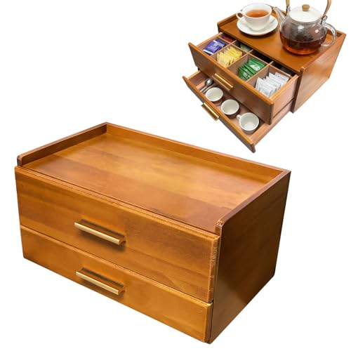 Wooden Tea Bag Organizer Acacia Storage Box