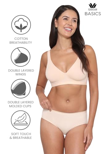 Image of WACOAL Women's Basics Essentials|Non-Padded|Non-Wired|Full Cup|Everyday Wear|Cotton Blend|T-Shirt Bra