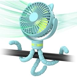 Ventilador Para Coche de Bebe, Ventilador Portatil, Ventilador Flexible para Silla de Paseo Ventilador de Escritorio, Ventilador de Mano 4000mAh 4 Velocidades para Cuna, Bicicleta, Cinta de Correr