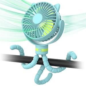 ITSHINY Kinderwagen Ventilator, Leise Kinderwagenlüfter mit Flexibler Stativ, Tragbarer Ventilator, Tischventilator, Handventilator Wiederaufladbare 4000 mAh für Kinderwagen Autositz Fahrrad Camping