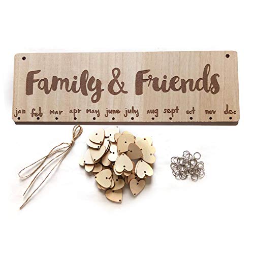 SH-Flying Hölzerner Erinnerungskalender, hölzerner hängender DIY Geburtstagskalender, Umbauten für Hauptdekoration DIY Familien Freunde Geburtstag Jubiläum Kalender Cover