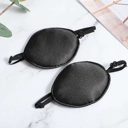 Ouligay Silk Pure Medical Eye Patch for Adults Kids, Adjustable Single Left Right Eye Black Pirate Eye Patch Eyepatch for Lazy Eye Amblyopia Strabismus and After Surgery