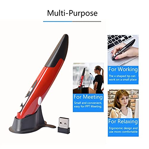 Gaomee Wireless Optical Pocket Pen Mouse, Usb Optical Pen Mouse 800/1200/1600 Dpi Adjustable Handwriting Mini Air Mouse Mice For Pc Laptop Notebook Computer (Red) #TOP3