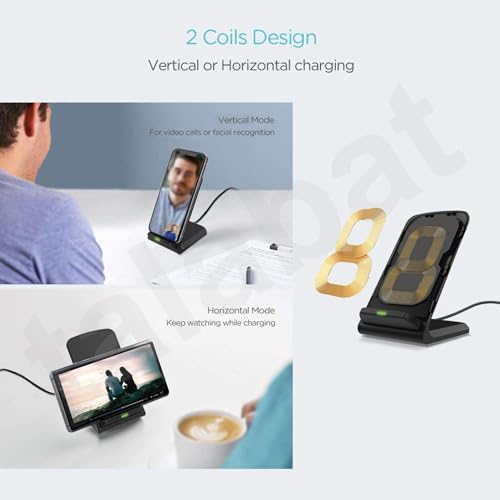 Image of Talabat (Pack of 2) Single Wireless Charger Stand Compatible with i-Phone Series14 /13 /12,Galaxy S23 /S22 /S21 /S20 /Note20 Series & Other Qi Devices (Black)