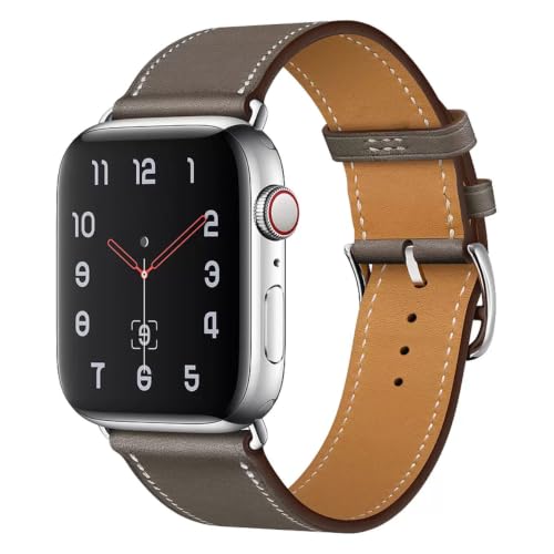 AIYIRUO Kompatibel mit Apple Watch Armband 10 Leder Herren Damen 45mm 41mm 44mm 40mm 49mm Aus Echtem Lederarmband Ersatzarmband mit Ultra iWatch Armband Serie 10/9/8/7/6/5/4/3/2/1,SE Original Band
