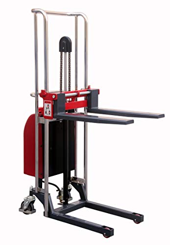 Pake Handling Tools - Electric Fork Type Stacker, 880 lbs Capacity 59" Lift Height for Short Skid/Boxes