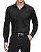 J.VER Mens Shirts Long Sleeve Stain Shield Dress Black Shirts Men Stretch Non Iron Business Casual Work Office Funeral Button Down Shirt L