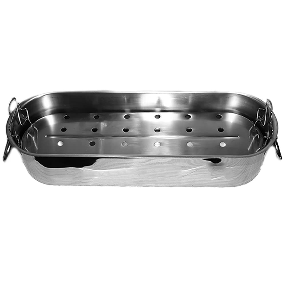Pesciera con griglia e Coperchio cuoci Pesce becchetti Acciaio Inox 18/10 Manici reclinabili casseruola pentola Ovale per Cucina Ristorante